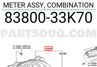 Toyota 8380033K70 METER ASSY, COMBINATION