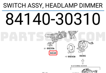Toyota 8414030310 SWITCH ASSY, HEADLAMP DIMMER