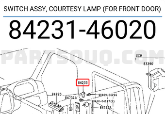 Toyota 8423146020 SWITCH ASSY, COURTESY LAMP (FOR FRONT DOOR)