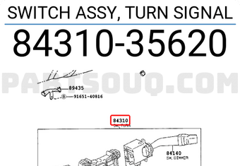 Toyota 8431035620 SWITCH ASSY, TURN SIGNAL