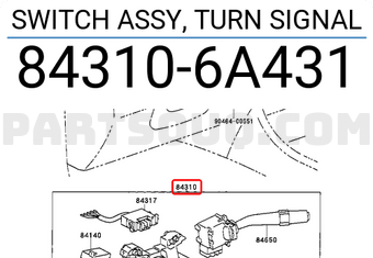 Toyota 843106A431 SWITCH ASSY, TURN SIGNAL