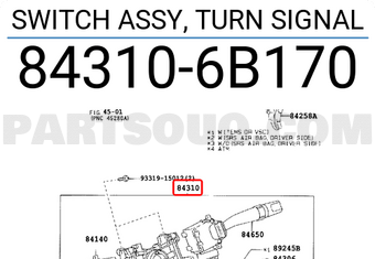 Toyota 843106B170 SWITCH ASSY, TURN SIGNAL