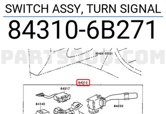 Toyota 843106B271 SWITCH ASSY, TURN SIGNAL