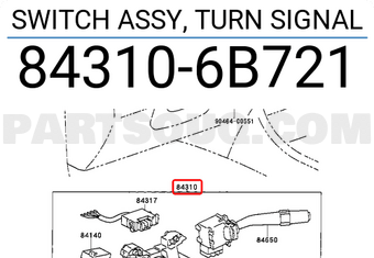 Toyota 843106B721 SWITCH ASSY, TURN SIGNAL