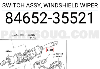 Toyota 8465235521 SWITCH ASSY, WINDSHIELD WIPER