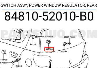 Toyota 8481052010B0 SWITCH ASSY, POWER WINDOW REGULATOR, REAR