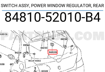 Toyota 8481052010B4 SWITCH ASSY, POWER WINDOW REGULATOR, REAR