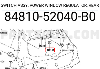 Toyota 8481052040B0 SWITCH ASSY, POWER WINDOW REGULATOR, REAR