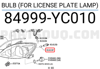 Toyota 84999YC010 BULB (FOR LICENSE PLATE LAMP)