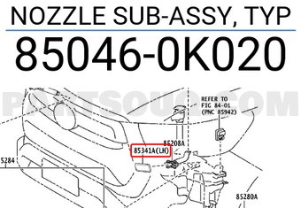 Toyota 850460K020 NOZZLE SUB-ASSY, TYP