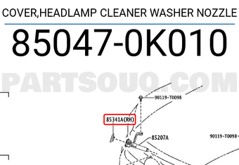 Toyota 850470K010 COVER,HEADLAMP CLEANER WASHER NOZZLE