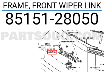 Toyota 8515128050 FRAME, FRONT WIPER LINK