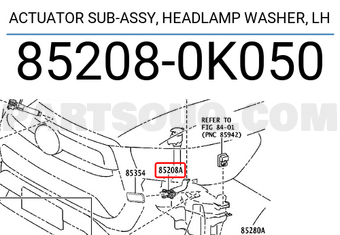 Toyota 852080K050 ACTUATOR SUB-ASSY, HEADLAMP WASHER, LH