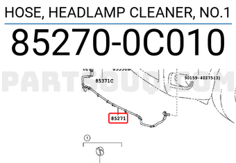 Toyota 852700C010 HOSE, HEADLAMP CLEANER, NO.1