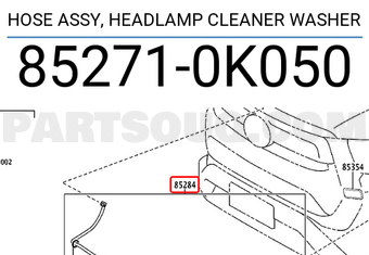 Toyota 852710K050 HOSE ASSY, HEADLAMP CLEANER WASHER