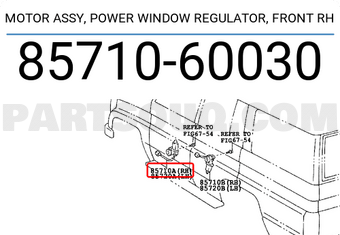 Toyota 8571060030 MOTOR ASSY, POWER WINDOW REGULATOR, FRONT RH