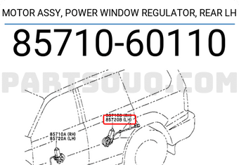 Toyota 8571060110 MOTOR ASSY, POWER WINDOW REGULATOR, REAR LH