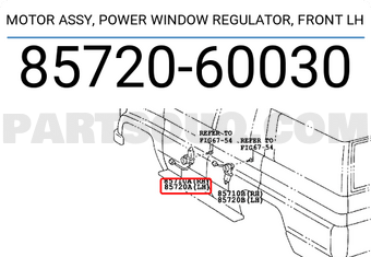 Toyota 8572060030 MOTOR ASSY, POWER WINDOW REGULATOR, FRONT LH