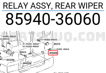 Toyota 8594036060 RELAY ASSY, REAR WIPER