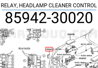 Toyota 8594230020 RELAY, HEADLAMP CLEANER CONTROL