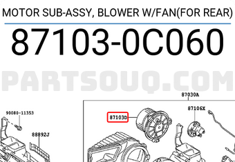Toyota 871030C060 SUBCONJUNTO DE MOTOR DE SOPLADOR CON VENTILADOR (TRASERO)