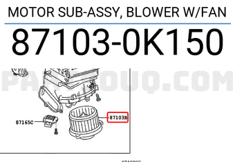 MOTOR SUB-ASSY, BLOWER W/FAN 871030K150 | Toyota Parts | PartSouq