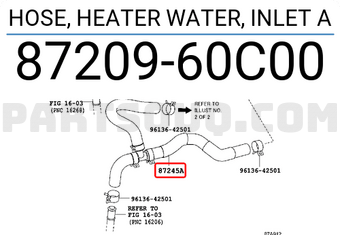 Toyota 8720960C00 HOSE, HEATER WATER, INLET A