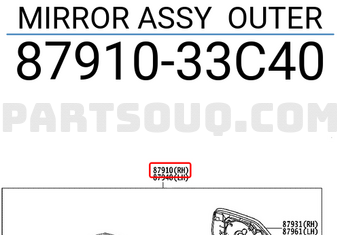 Toyota 8791033C40 MIRROR ASSY OUTER