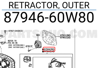 トヨタ 純正 RETRACTOR OUTER 87946-58010 ドアミラー OUTER RETRACTOR |