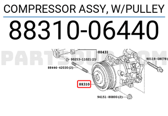 Toyota 8831006440 COMPRESSOR ASSY, W/PULLEY