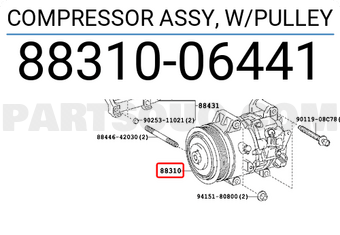 Toyota 8831006441 COMPRESSOR ASSY, W/PULLEY