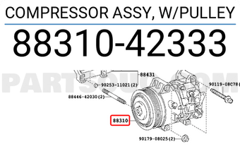 Toyota 8831042333 COMPRESSOR ASSY, W/PULLEY
