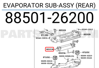 Toyota 8850126200 EVAPORATOR SUB-ASSY (REAR)