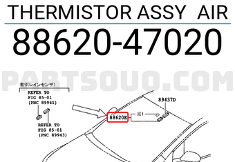 Toyota 8862047020 THERMISTOR ASSY AIR