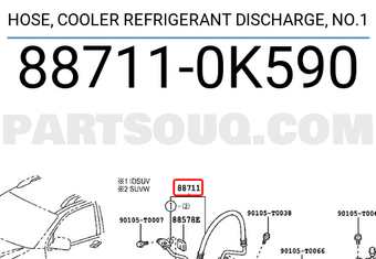 Toyota 887110K590 HOSE, COOLER REFRIGERANT DISCHARGE, NO.1