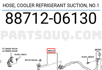 Toyota 8871206130 HOSE, COOLER REFRIGERANT SUCTION, NO.1