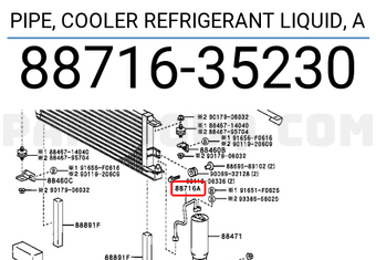 TOYOTA 88716-35230 Cooler Refrigerant Pipe 