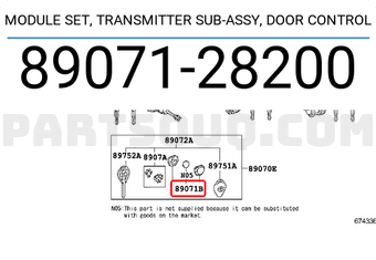 Toyota 8907128200 MODULE SET, TRANSMITTER SUB-ASSY, DOOR CONTROL