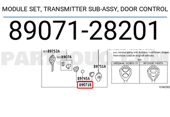 Toyota 8907128201 MODULE SET, TRANSMITTER SUB-ASSY, DOOR CONTROL