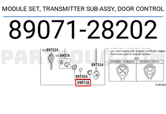 Toyota 8907128202 MODULE SET, TRANSMITTER SUB-ASSY, DOOR CONTROL