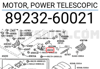 Toyota 8923260021 MOTOR, POWER TELESCOPIC