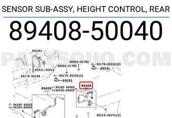 Toyota 8940850040 SENSOR SUB-ASSY, HEIGHT CONTROL, REAR