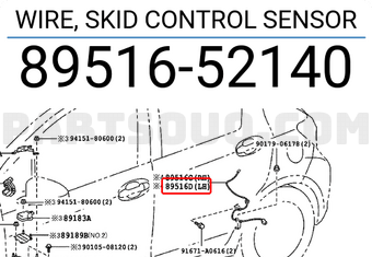 Toyota 8951652140 WIRE, SKID CONTROL SENSOR