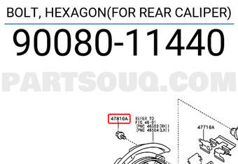 Toyota 9008011440 BOLT, HEXAGON(FOR REAR CALIPER)