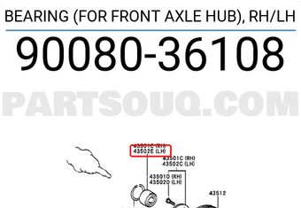 Toyota 9008036108 BEARING (FOR FRONT AXLE HUB),RH/LH