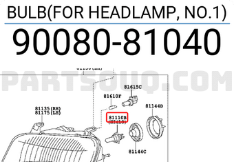 Toyota 9008081040 BULB(FOR HEADLAMP, NO.1)