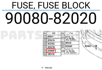 Toyota 9008082020 FUSE, FUSE BLOCK