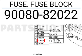 Toyota 9008082022 FUSE, FUSE BLOCK