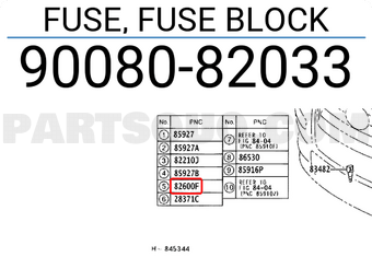 Toyota 9008082033 FUSE, FUSE BLOCK
