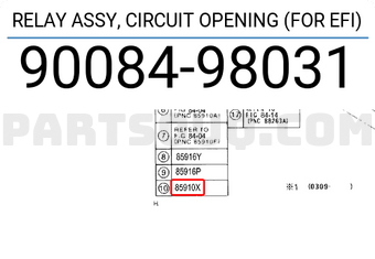 Toyota 9008498031 RELAY ASSY, CIRCUIT OPENING (FOR EFI)